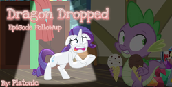 Size: 1600x813 | Tagged: safe, edit, edited screencap, screencap, rarity, spike, dragon dropped, g4, episode followup, text