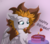 Size: 2539x2245 | Tagged: safe, artist:nighty, oc, oc only, oc:golden rain, pegasus, pony, :p, birthday, birthday cake, cake, cheek fluff, chest fluff, colored pupils, ear fluff, female, fluffy, food, high res, simple background, solo, spread wings, text, tongue out, wings