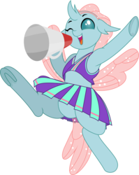 Size: 4896x6140 | Tagged: safe, artist:aer0 zer0, derpibooru exclusive, edit, ocellus, changedling, changeling, 2 4 6 greaaat, g4, season 9, absurd resolution, armpits, cheerleader ocellus, cheerleader outfit, clothes, cute, diaocelles, featureless crotch, female, megaphone, pleated skirt, simple background, skirt, solo, technically an upskirt shot, transparent background