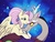 Size: 2048x1536 | Tagged: safe, artist:incendiarymoth, discord, fluttershy, draconequus, pegasus, pony, g4, the last problem, abstract background, duo, eye contact, female, looking at each other, male, mare, nuzzling, older fluttershy, ship:discoshy, shipping, signature, smiling, spread wings, straight, wings