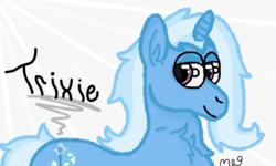 Size: 1154x692 | Tagged: safe, artist:magnetarium, trixie, pony, unicorn, g4, abstract background, chest fluff, female, lidded eyes, mare, solo