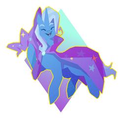 Size: 1542x1474 | Tagged: safe, artist:kitberryart, trixie, pony, unicorn, g4, cape, clothes, eyes closed, female, happy, hat, lineless, mare, simple background, smiling, solo, trixie's cape, trixie's hat