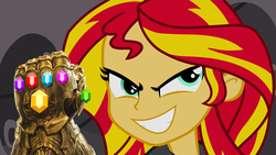 Size: 1920x1080 | Tagged: safe, artist:3d4d, edit, edited screencap, screencap, sunset shimmer, equestria girls, g4, my little pony equestria girls, avengers: endgame, avengers: infinity war, elements of harmony, female, male, straight, xk-class end-of-the-universe scenario