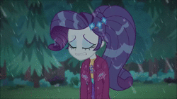 Size: 1920x1080 | Tagged: safe, screencap, rarity, equestria girls, g4, inclement leather, my little pony equestria girls: choose your own ending, animated, clothes, female, forest, jacket, makeup, marshmelodrama, mascara, mascarity, outdoors, rain, rarity being rarity, running makeup, sad, sound, suede jacket, webm