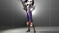 Size: 3840x2160 | Tagged: safe, artist:popa-3d-animations, rarity, equestria girls, g4, 3d, clothes, cosplay, costume, female, high res, huntress, overwatch, solo, widowmaker