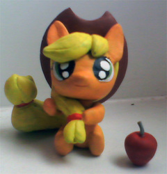 Size: 600x625 | Tagged: safe, applejack, earth pony, pony, g4, craft, cute, figurine, jackabetes, photo