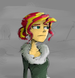Size: 668x697 | Tagged: safe, artist:ilacavgbmjc, sunset shimmer, equestria girls, g4, alternate hairstyle, female, solo
