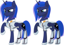 Size: 7979x5721 | Tagged: safe, artist:kopcap94, princess luna, android, pony, g4, absurd resolution, clothes, cosplay, costume, detroit: become human, female, raised hoof, simple background, solo, transparent background, vector