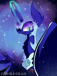 Size: 768x1024 | Tagged: safe, artist:nanima, nightmare moon, alicorn, pony, g4, female, looking at you, magic, mare, solo