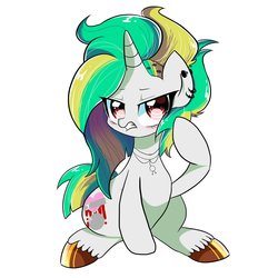 Size: 2048x2048 | Tagged: safe, artist:nanima, oc, oc only, pony, unicorn, ear piercing, earring, female, high res, jewelry, looking at you, mare, piercing, solo