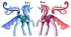 Size: 4318x2264 | Tagged: safe, artist:oneiria-fylakas, oc, oc only, oc:eon, oc:noe, changedling, changeling, high res, simple background, transparent background