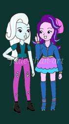 Size: 749x1332 | Tagged: safe, artist:fude-chan-art, starlight glimmer, trixie, equestria girls, g4, clothes, duo, female, hoodie, shirt