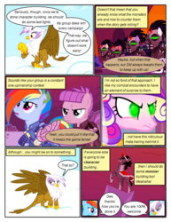 Size: 612x792 | Tagged: safe, artist:newbiespud, edit, edited screencap, screencap, gilda, king sombra, maud pie, queen chrysalis, rainbow dash, alicorn, crystal pony, griffon, pony, comic:friendship is dragons, g4, griffon the brush off, the cutie re-mark, alternate hairstyle, alternate timeline, amputee, angry, apocalypse dash, apocalypse maud, artificial wings, augmented, cloud, comic, crystal war timeline, curved horn, dialogue, disguise, disguised changeling, eye scar, fake cadance, female, glowing eyes, helmet, horn, injured, laughing, looking up, male, mare, mind control, on a cloud, prosthetic limb, prosthetic wing, prosthetics, raised hoof, scar, screencap comic, soldier, sombra soldier, stallion, torn ear, wings, worried