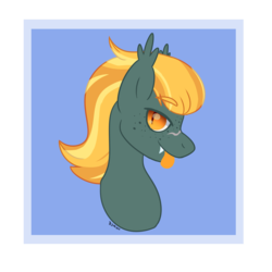 Size: 2000x2000 | Tagged: safe, artist:d3mxn, oc, oc only, oc:friendly fire, bat pony, pony, bust, high res, male, portrait, solo, stallion, tongue out