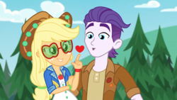 Size: 1280x720 | Tagged: safe, artist:themexicanpunisher, applejack, dirk thistleweed, accountibilibuddies, equestria girls, equestria girls series, g4, spoiler:choose your own ending (season 2), spoiler:eqg series (season 2), accountibilibuddies: snips, appledirk, female, male, shipping, straight