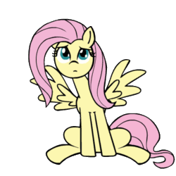 Size: 500x500 | Tagged: safe, artist:whateverbender, part of a set, fluttershy, pegasus, pony, g4, animated, blinking, cute, female, gif, mare, shyabetes, simple background, sitting, solo, transparent background