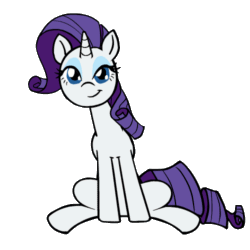 Size: 500x500 | Tagged: safe, artist:whateverbender, part of a set, rarity, pony, unicorn, g4, animated, blinking, cute, female, gif, mare, raribetes, simple background, sitting, smiling, solo, transparent background