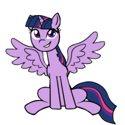 Size: 500x500 | Tagged: safe, artist:whateverbender, part of a set, twilight sparkle, alicorn, pony, g4, animated, cute, female, gif, mare, simple background, sitting, smiling, solo, transparent background, twiabetes, twilight sparkle (alicorn)
