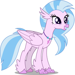 Size: 892x895 | Tagged: safe, artist:dashiesparkle, silverstream, classical hippogriff, hippogriff, g4, cheerful, claws, cute, diastreamies, excited, female, folded wings, grin, jewelry, necklace, pearl necklace, shadow, simple background, smiling, solo, talons, transparent background, unshorn fetlocks, vector, wings