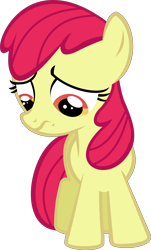 Size: 6742x11138 | Tagged: safe, artist:cyanlightning, edit, editor:slayerbvc, vector edit, apple bloom, earth pony, pony, g4, the fault in our cutie marks, .svg available, absurd resolution, accessory-less edit, female, filly, looking down, missing accessory, sad, simple background, solo, transparent background, vector
