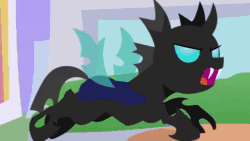 Size: 640x360 | Tagged: safe, artist:viva reverie, edit, editor:luzion, octavia melody, changeling, earth pony, pony, brony polka, once upon a time in canterlot, g4, animated, bipedal, canterlot, double bass, fight, musical instrument, sound, super smash bros., super smash bros. ultimate, weapon, webm