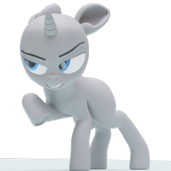Size: 1152x1152 | Tagged: safe, artist:acrylic, pony, unicorn, 3d, blender, simple background, solo, transparent background