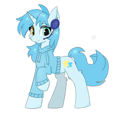 Size: 1200x1200 | Tagged: safe, oc, oc only, pony, unicorn, 2020 community collab, derpibooru community collaboration, clothes, female, headphones, headset, hoodie, simple background, solo, transparent background