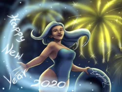 Size: 1024x766 | Tagged: safe, artist:comsing8, trixie, human, g4, 2020, armpits, happy new year, happy new year 2020, holiday, humanized