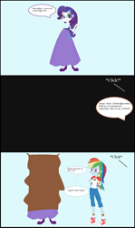 Size: 1124x1887 | Tagged: safe, artist:starman1999, rainbow dash, rarity, human, equestria girls, g4, bagged, base used, clothes, covered, humanized, long skirt, skirt