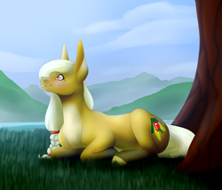 Size: 3500x3000 | Tagged: safe, artist:amcirken, oc, oc only, oc:sweet ears, earth pony, pony, female, high res, mare, prone, solo