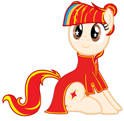Size: 2433x2369 | Tagged: safe, artist:bronyacholly, oc, oc only, oc:kina hua, earth pony, pony, 2020 community collab, derpibooru community collaboration, cheongsam, china, clothes, female, high res, looking at you, mare, simple background, smiling, solo, starry eyes, transparent background, wingding eyes