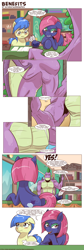 Size: 1600x4779 | Tagged: safe, artist:saturdaymorningproj, spike, oc, dragon, earth pony, pony, g4, the last problem, blushing, comic, eyeshadow, female, fetish, gigachad spike, makeup, mare, muscle fetish, muscles, older, older spike, speech bubble, spike gets all the mares, straight, stupid sexy spike, voyeurism, watching, winged spike, wings