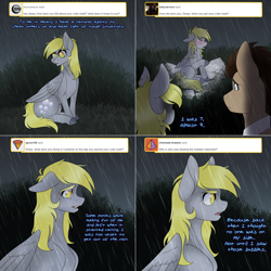 Size: 1502x1502 | Tagged: safe, artist:opal-prince, derpy hooves, doctor whooves, time turner, earth pony, pegasus, pony, lovestruck derpy, g4, crying, doctor who, female, filly, filly derpy, paper, rain, self ponidox, the doctor, time travel, younger