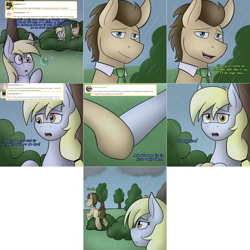 Size: 2254x2254 | Tagged: safe, artist:cee-jay, derpy hooves, doctor whooves, time turner, earth pony, pegasus, pony, lovestruck derpy, g4, bubble, doctor who, female, filly, high res, male, mare, rain, self ponidox, stallion, the doctor, time travel