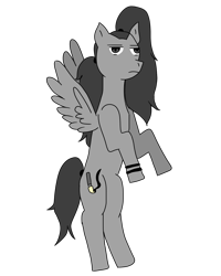 Size: 1000x1250 | Tagged: safe, artist:costello336, oc, oc only, pegasus, pony, flying, monochrome, simple background, solo, transparent background