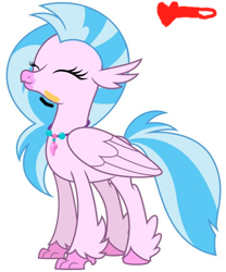 Size: 470x566 | Tagged: safe, artist:thatguy1945, edit, editor:silverstreamfan999, silverstream, hippogriff, g4, 1000 hours in ms paint, cute, diastreamies, eyes closed, female, interactive, rubbing, simple background, smiling, solo, touching, touching face, wat, white background