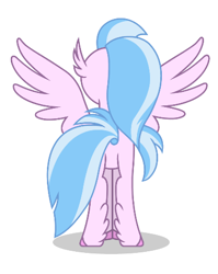 Size: 385x483 | Tagged: safe, artist:twilight-twinkle, silverstream, classical hippogriff, hippogriff, g4, butt, featureless crotch, female, plot, rear view, simple background, solo, spread wings, streambutt, white background, wings