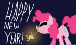 Size: 600x360 | Tagged: safe, artist:nekosnicker, pinkie pie, earth pony, pony, g4, animated, black background, cute, diapinkes, eyes closed, female, gif, happy new year, holiday, mare, mouth hold, new year, profile, simple background, solo, sparkler (firework)