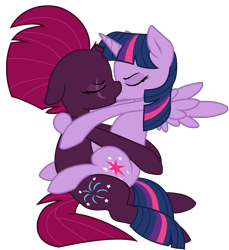 Size: 6365x6950 | Tagged: safe, alternate version, artist:ejlightning007arts, artist:lullabyprince, tempest shadow, twilight sparkle, alicorn, pony, unicorn, g4, base used, broken horn, cutie mark, duo, eye scar, eyes closed, female, fireworks, horn, kiss on the lips, kissing, lesbian, mare, scar, ship:tempestlight, shipping, simple background, sitting, transparent background, twilight sparkle (alicorn), vector, wings