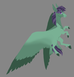 Size: 788x821 | Tagged: safe, artist:phobicalbino, oc, oc only, oc:knick knack paddy whack, pegasus, pony, dewclaw, gray background, large wings, male, simple background, solo, stallion, wings