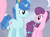 Size: 306x224 | Tagged: safe, screencap, fluttershy, night glider, party favor, rainbow dash, sugar belle, earth pony, pegasus, pony, unicorn, g4, season 5, the cutie map, cropped, duo focus, female, looking at each other, male, mare, offscreen character, shipping fuel, stallion