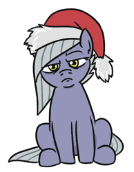 Size: 556x716 | Tagged: safe, artist:jargon scott, limestone pie, earth pony, pony, g4, christmas, fanfic art, female, hat, holiday, looking at you, miserable, santa hat, sitting, solo