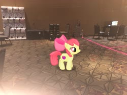 Size: 4032x3024 | Tagged: safe, gameloft, photographer:undeadponysoldier, apple bloom, earth pony, pony, g4, augmented reality, convention, female, filly, ichibancon, irl, photo, ponies in real life, solo