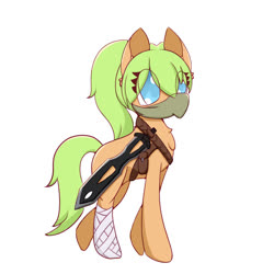 Size: 1200x1200 | Tagged: safe, artist:morrigun, oc, oc only, oc:green envy, earth pony, pony, female, mare, sword, weapon