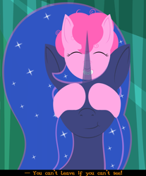 Size: 2481x3000 | Tagged: safe, artist:alltimemine, pinkie pie, princess luna, alicorn, earth pony, pony, fanfic:the enchanted library, g4, braces, eyes closed, fanfic, fanfic art, female, filly, foal, forest, grin, high res, horn, inkscape, lineless, mare, smiling, transparent horn, vector, younger