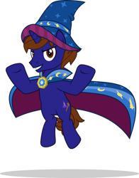 Size: 800x1019 | Tagged: safe, artist:mlp-trailgrazer, artist:xaldinwolfgang, oc, oc only, oc:xaldin wolfgang, pony, unicorn, brooch, cape, cloak, clothes, flying, hat, male, simple background, solo, stallion, transparent background, vector, wizard, wizard hat, wizard robe
