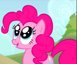 Size: 1294x1080 | Tagged: safe, screencap, pinkie pie, earth pony, pony, feeling pinkie keen, g4, cropped, cute, female, happy, mare, solo, sweet apple acres