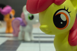 Size: 2005x1339 | Tagged: safe, apple bloom, scootaloo, sweetie belle, g4, female, funko, irl, photo, toy