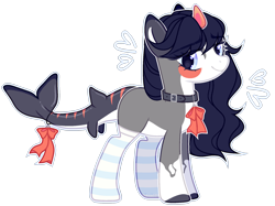 Size: 1920x1433 | Tagged: safe, artist:toffeelavender, oc, oc only, original species, shark, shark pony, clothes, female, mare, simple background, socks, solo, striped socks, transparent background