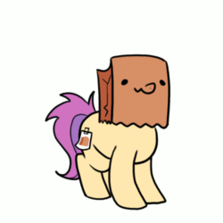 Size: 500x500 | Tagged: safe, artist:paperbagpony, oc, oc only, oc:paper bag, pony, animated, cute, dancing, gif, simple background, solo